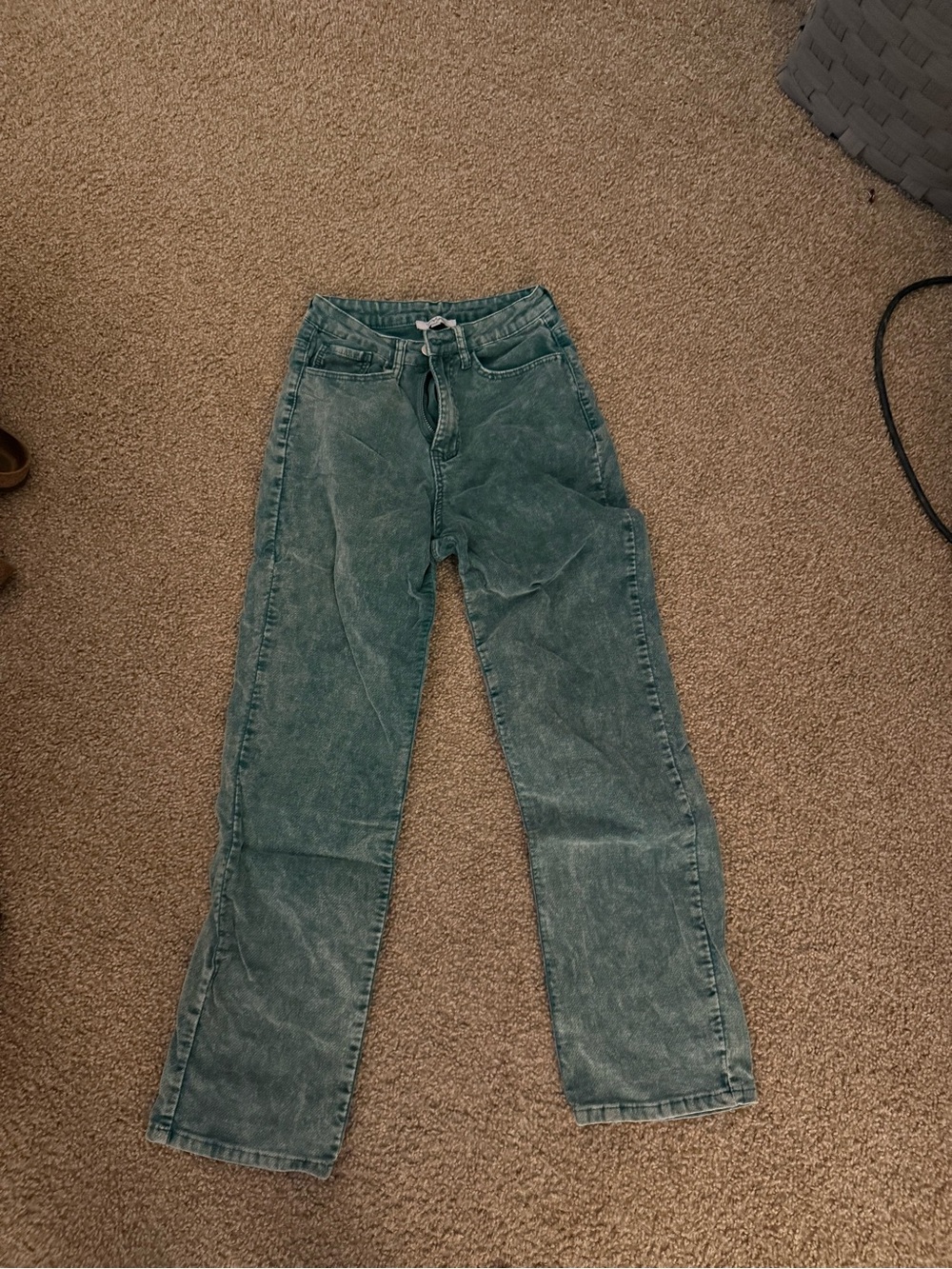 Polagram Washed Teal Green Cropped Ankle Pants